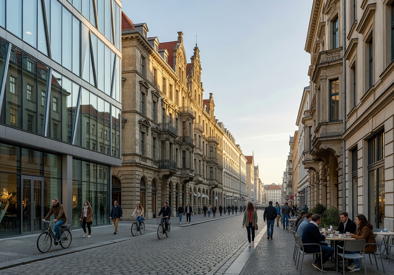 Berlin urban lifestyle with modern and historic European architecture