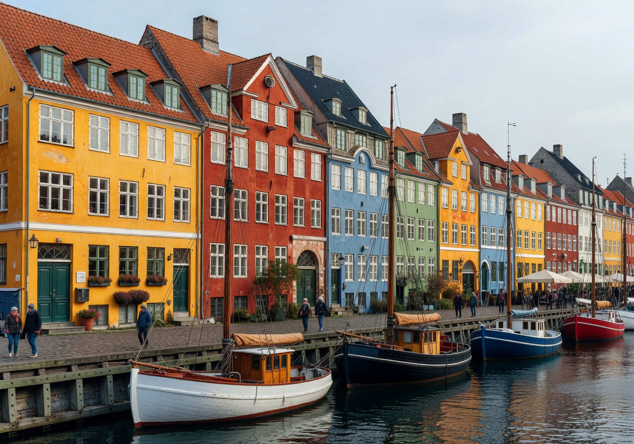 Copenhagen colorful waterfront Nyhavn district with Nordic charm